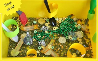 Boabe de fasole, mazăre și cereale pentru activități senzoriale