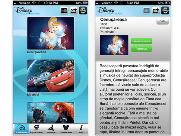 Aplicație Disney cu desene animate pentru copii