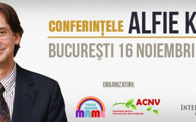 Alfie Kohn ne invită pe 16 noiembrie la două evenimente ce nu trebuie ratate
