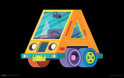 Învățăm literele prin desene cu vehicule