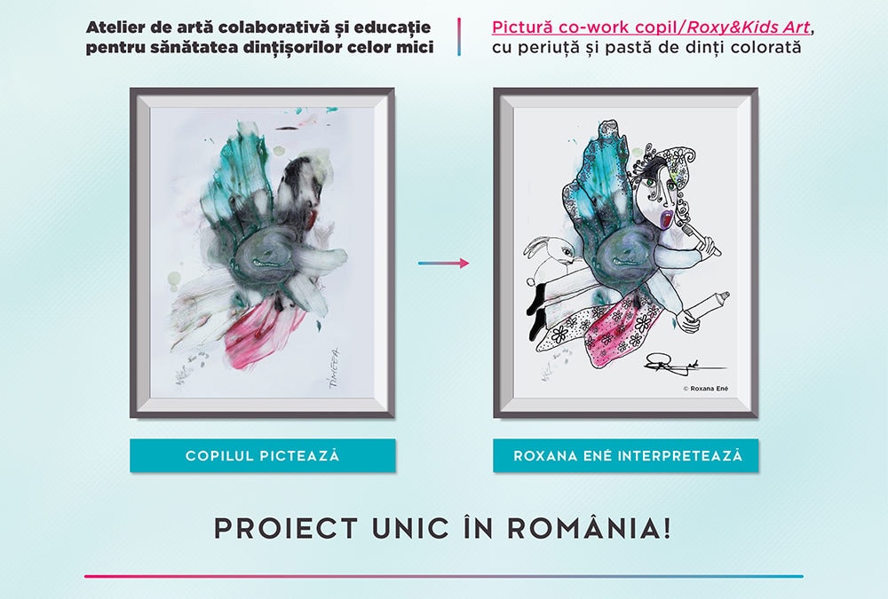 Testează şi Pictează cu Pastă de Dinţi: Ateliere de artă colaborativă şi educaţie pentru sănătatea dentară a celor mici